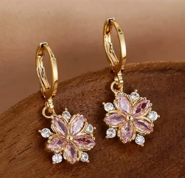 A Stylish And Minimalist Cherry Blossom Zirconia Earring