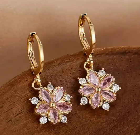 A Stylish And Minimalist Cherry Blossom Zirconia Earring