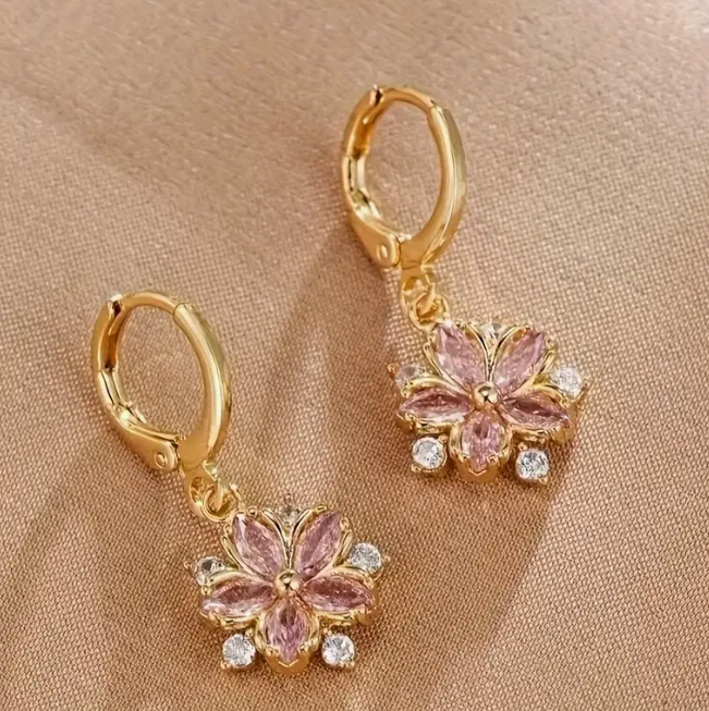 A Stylish And Minimalist Cherry Blossom Zirconia Earring