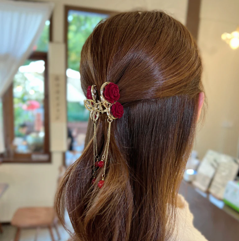 Rose Small Butterfly Hair Clip