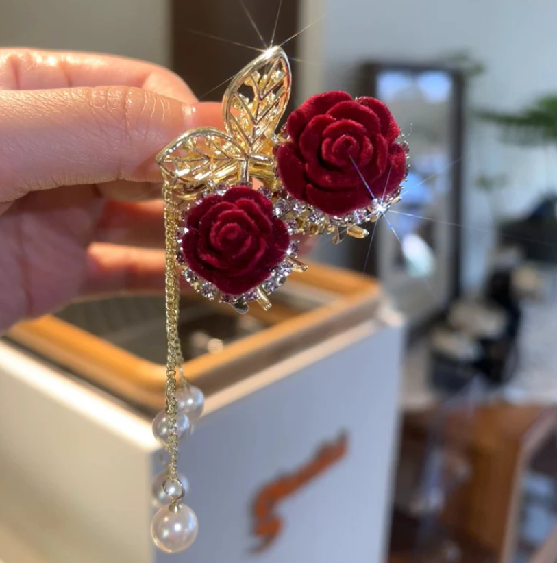 Rose Small Butterfly Hair Clip