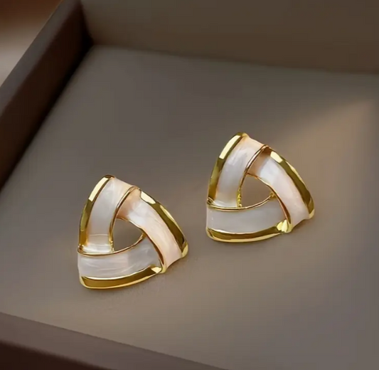 Elegant Triangle Glaze Earrings for Women, Korean Style Fashion