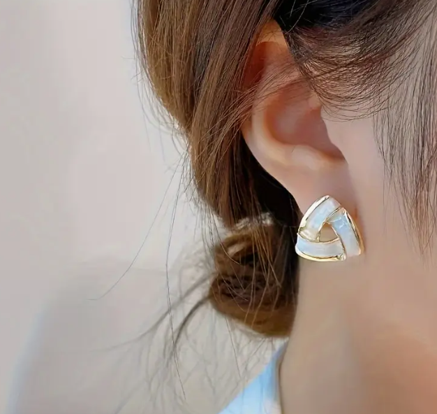 Elegant Triangle Glaze Earrings for Women, Korean Style Fashion