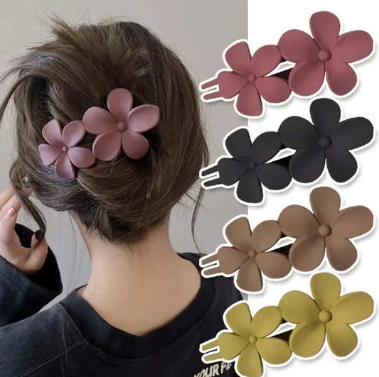 Women Double Flower Hairpin Duckbill Clip pair / 1 pc