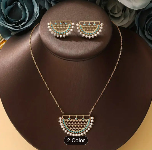 3pcs Bollywood Style Earrings + Necklace