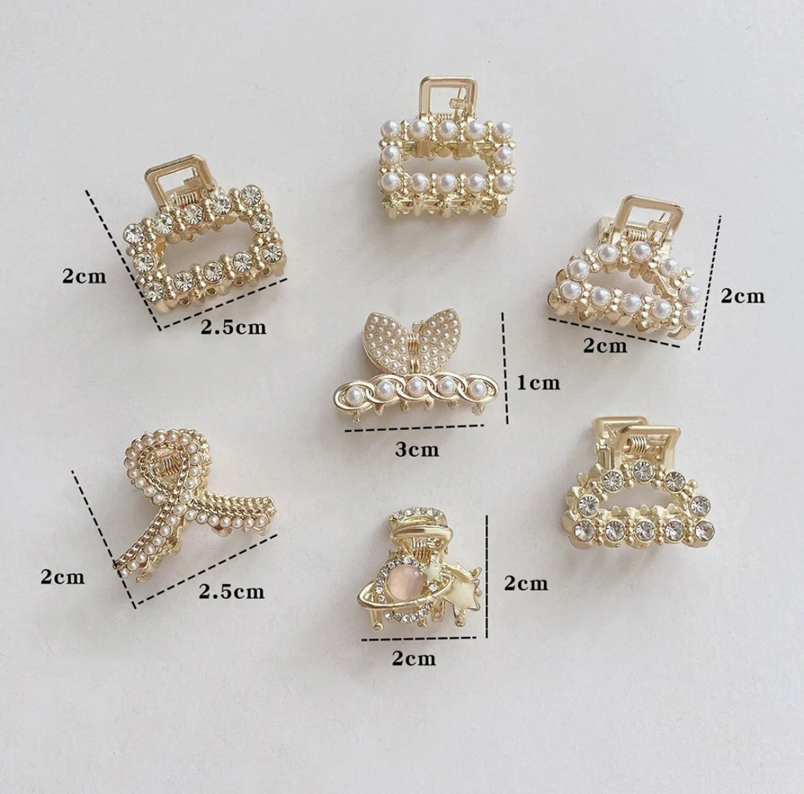 Women's Pearl And Rhinestone Decor Half Up Hair Clip - 7 PCs/set