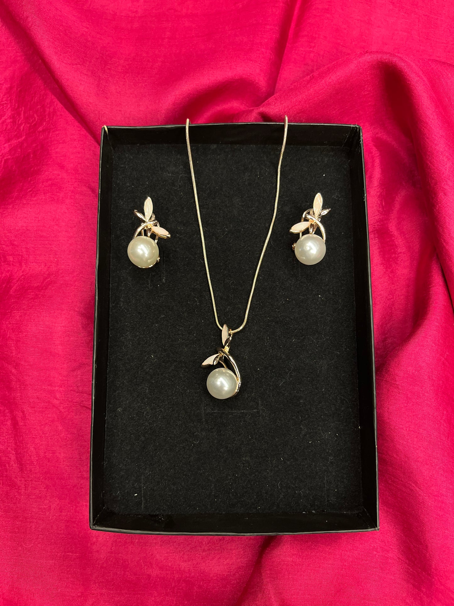 Vintage Elegant Alloy Jewelry Set, Dragonfly Imitation Pearl Pendant Necklace