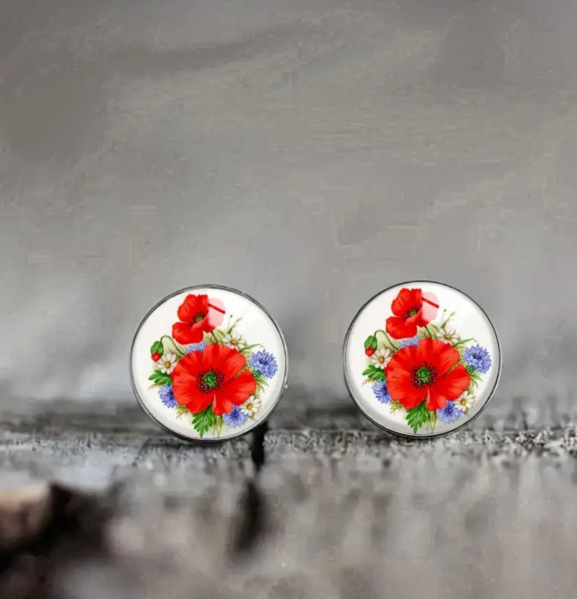 Red Flower steel studs